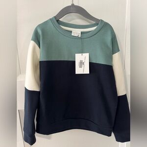 CHOYS boys Crewneck Sweatshirt in Teal, Navy & Cream size 6-7 new with tags